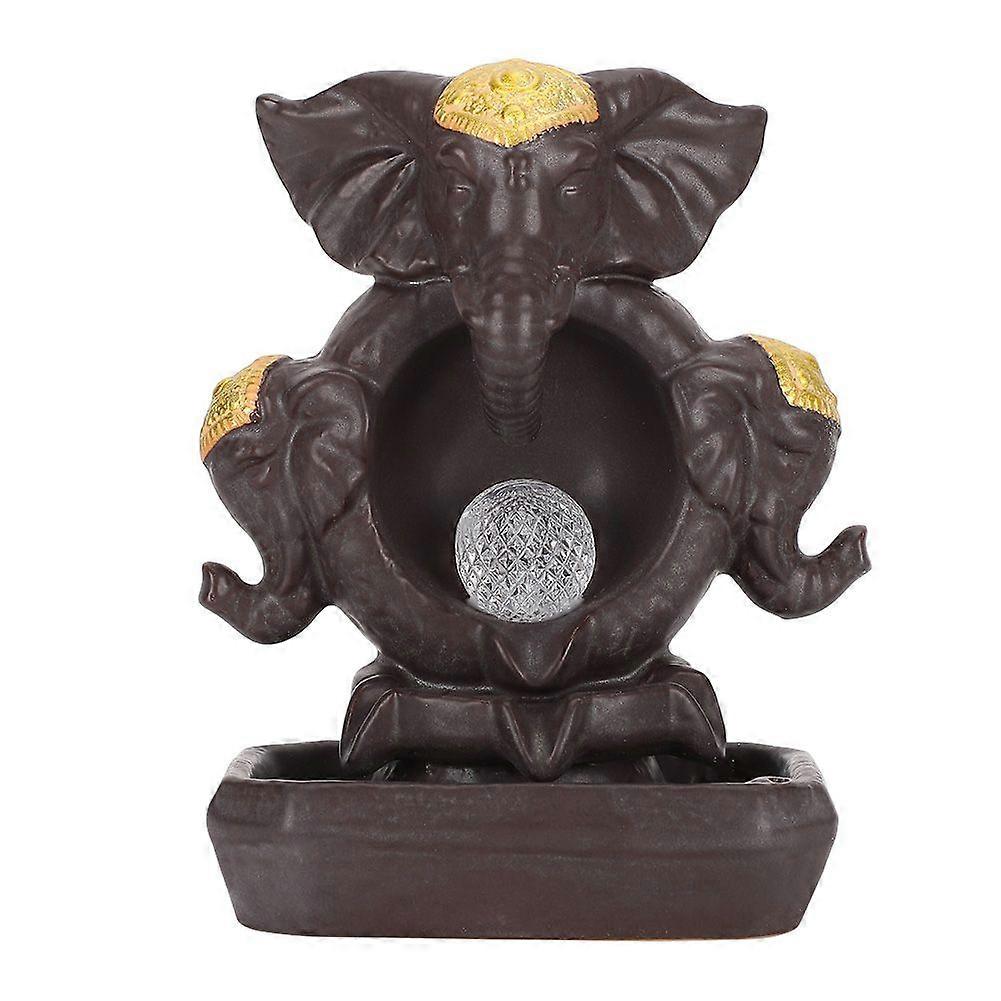 2025 Latest Model  Back Flow Incense Burner Ceramic Elephant Shape LED Crystal