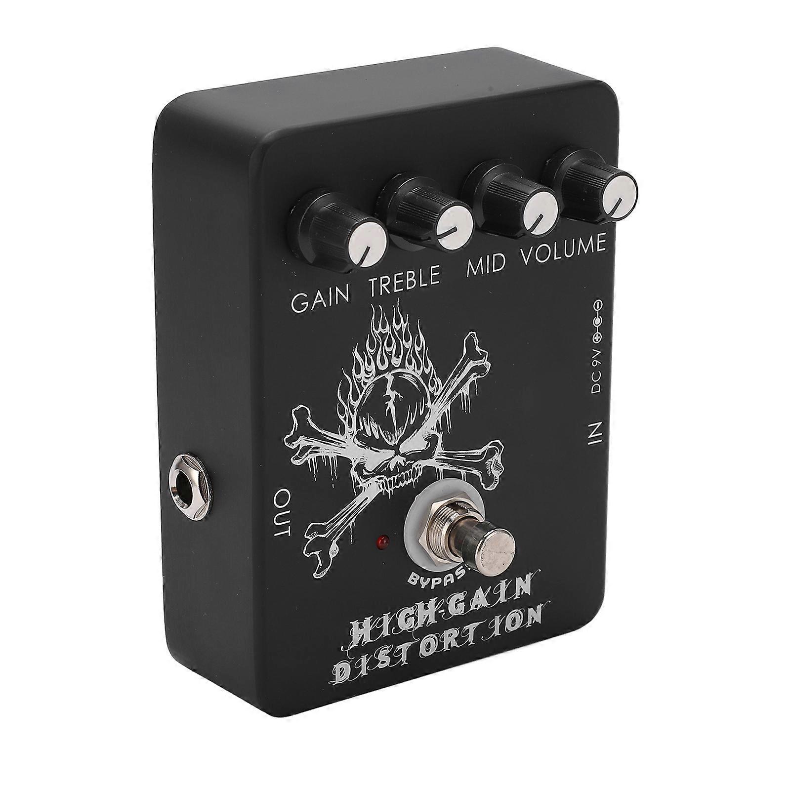 Pédale d’effets monobloc en métal à effet de distorsion à gain élevé avec flash LED 11mA