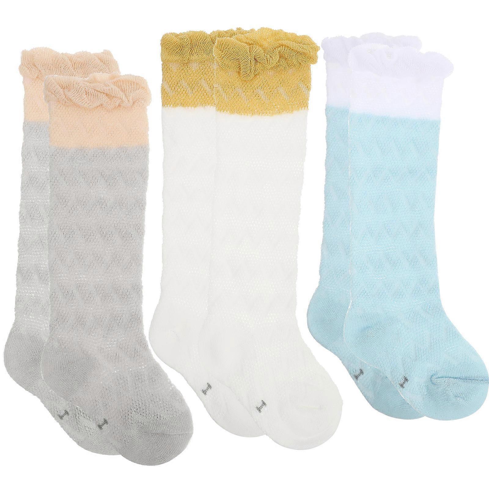 Baby Toddler Socks Durable Socks Breathable for Children Fits Foot Length 7-10cm Spandex Easy to Wear and Remove 3Pairs