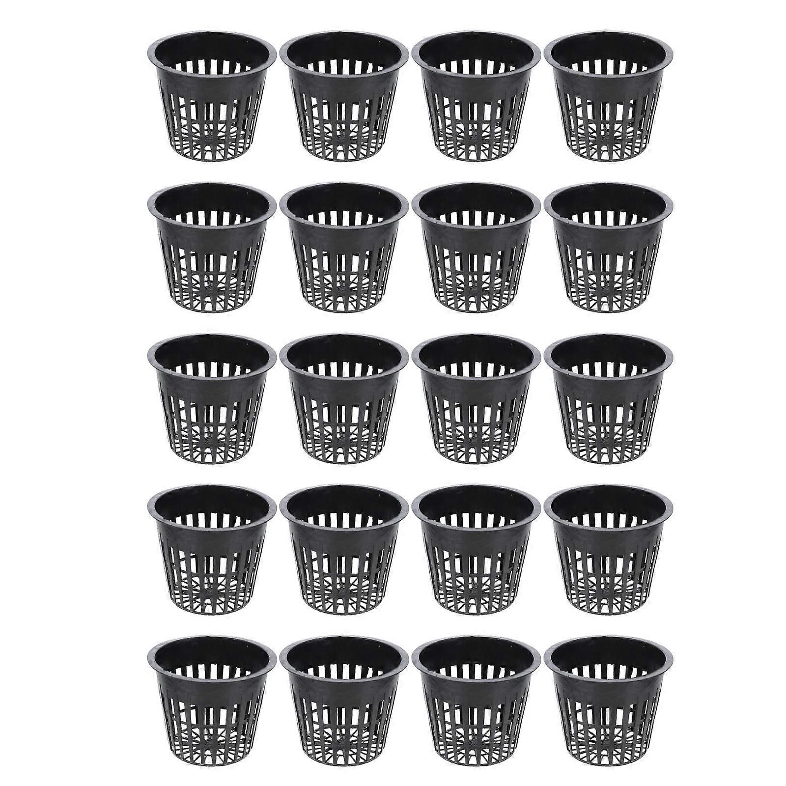Hydroponic Planting Baskets for Garden Use Black Plastic Safe and Durable 20 Pieces