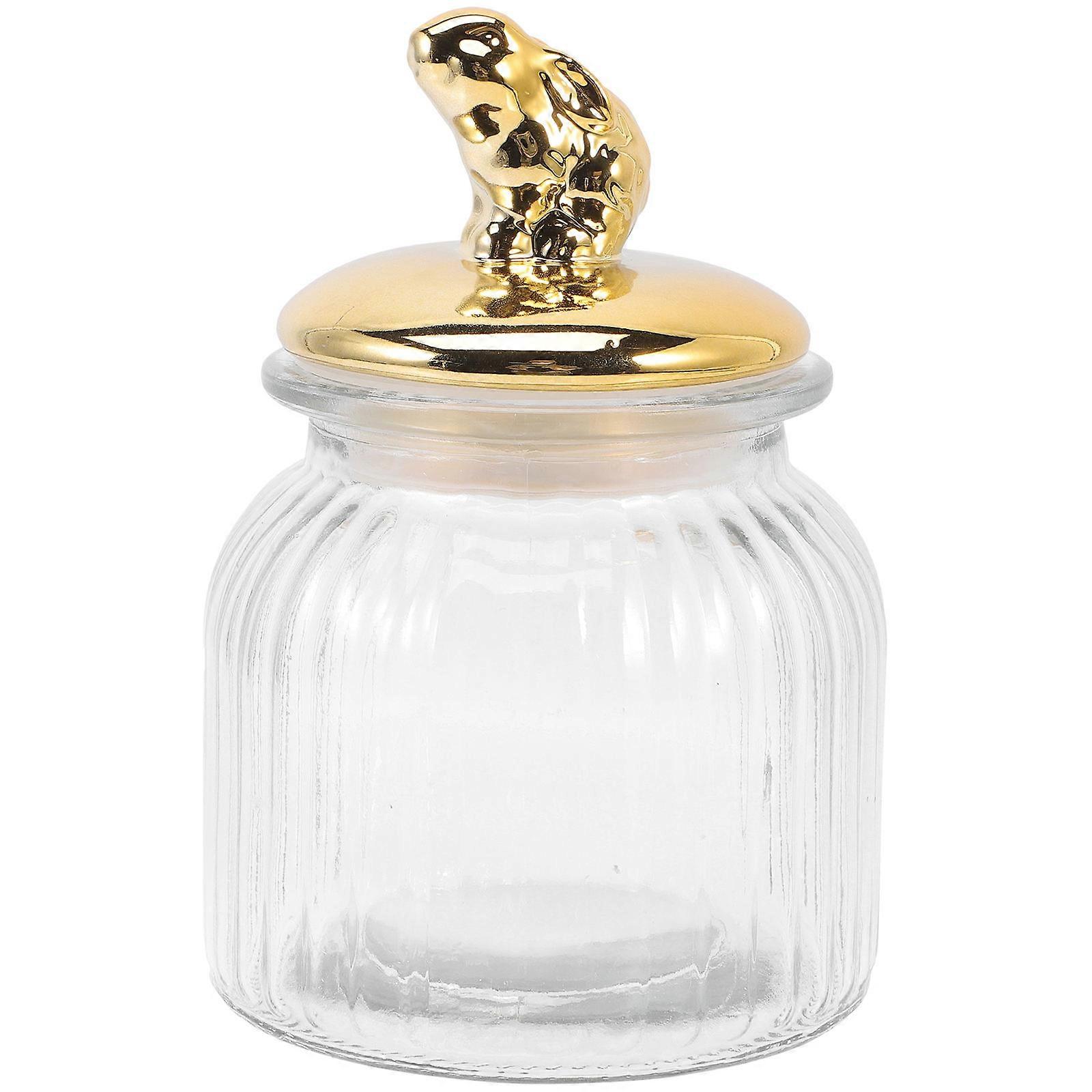 Glass Canister With Lid Bunny Candy Jar For Kitchen Use Airtight 1Set