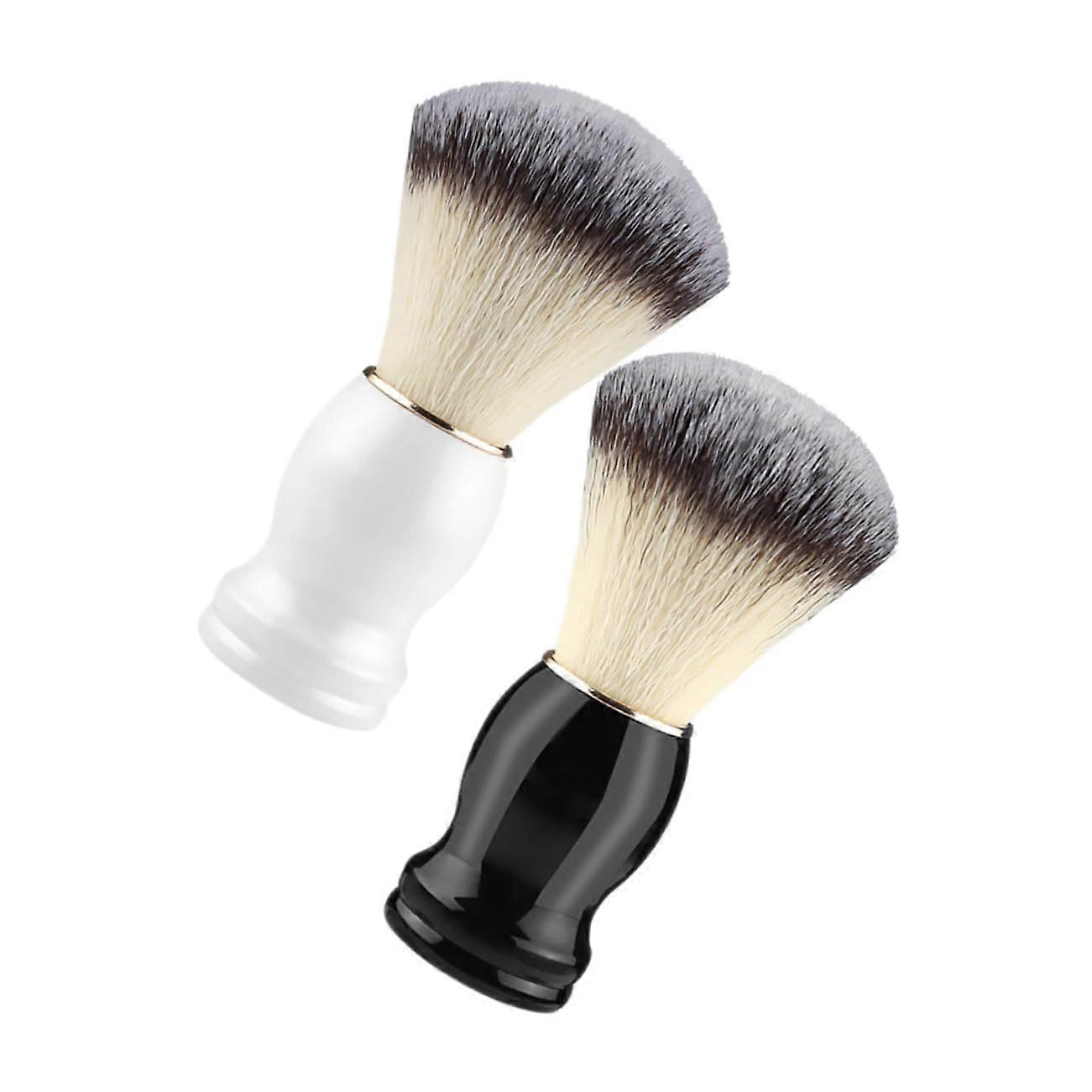 Shaving Brush Pack Of 2 For Men With Fibre Wool Bristles Small Size Beard And Mustache Grooming Set