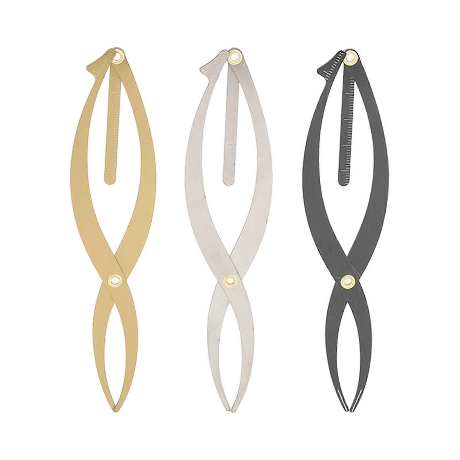 3PCS Eyebrow Stencil Microblading Ruler Scale 3 Point Positioning Semi Permanent Stainless Steel Eyebrow Ruler Silver Black GoldYMMR)