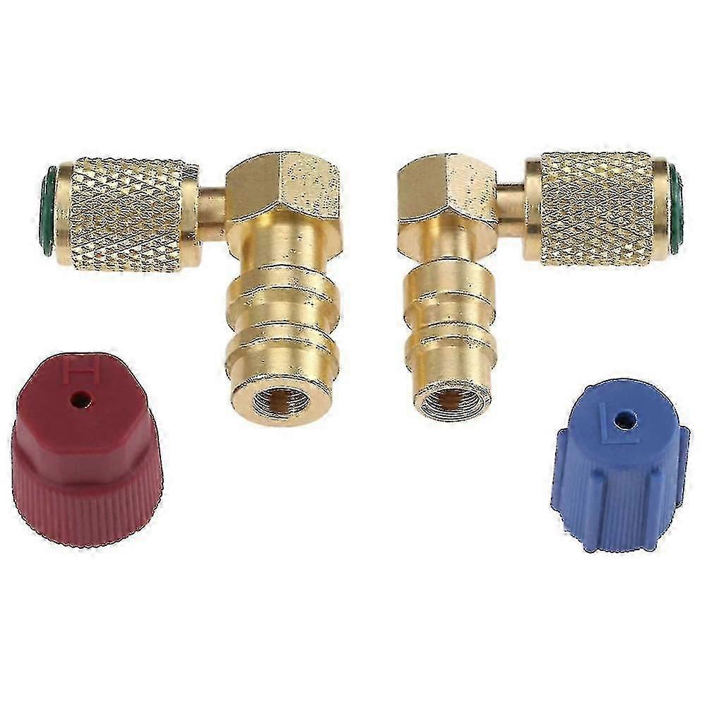 R12 to R134a AC Fitting Adapter - High/Low Port Retrofit Conversion Kit with Quick Coupler Valve