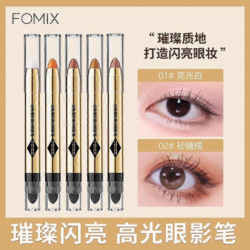 FOMIX Magic Color High Gloss Eyeshadow Pen Pearlescent Fine Flash Contouring Eyeliner Pencil Double-Head Eyeshadow Stick 10# Nude Pink Rose