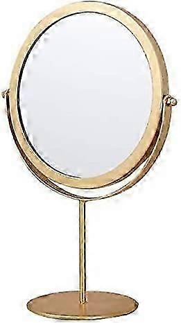 Table Mirror, Metal Rotating Mirror, Free-Standing, Adjustable, 19 Cm, Round Gold-Colored