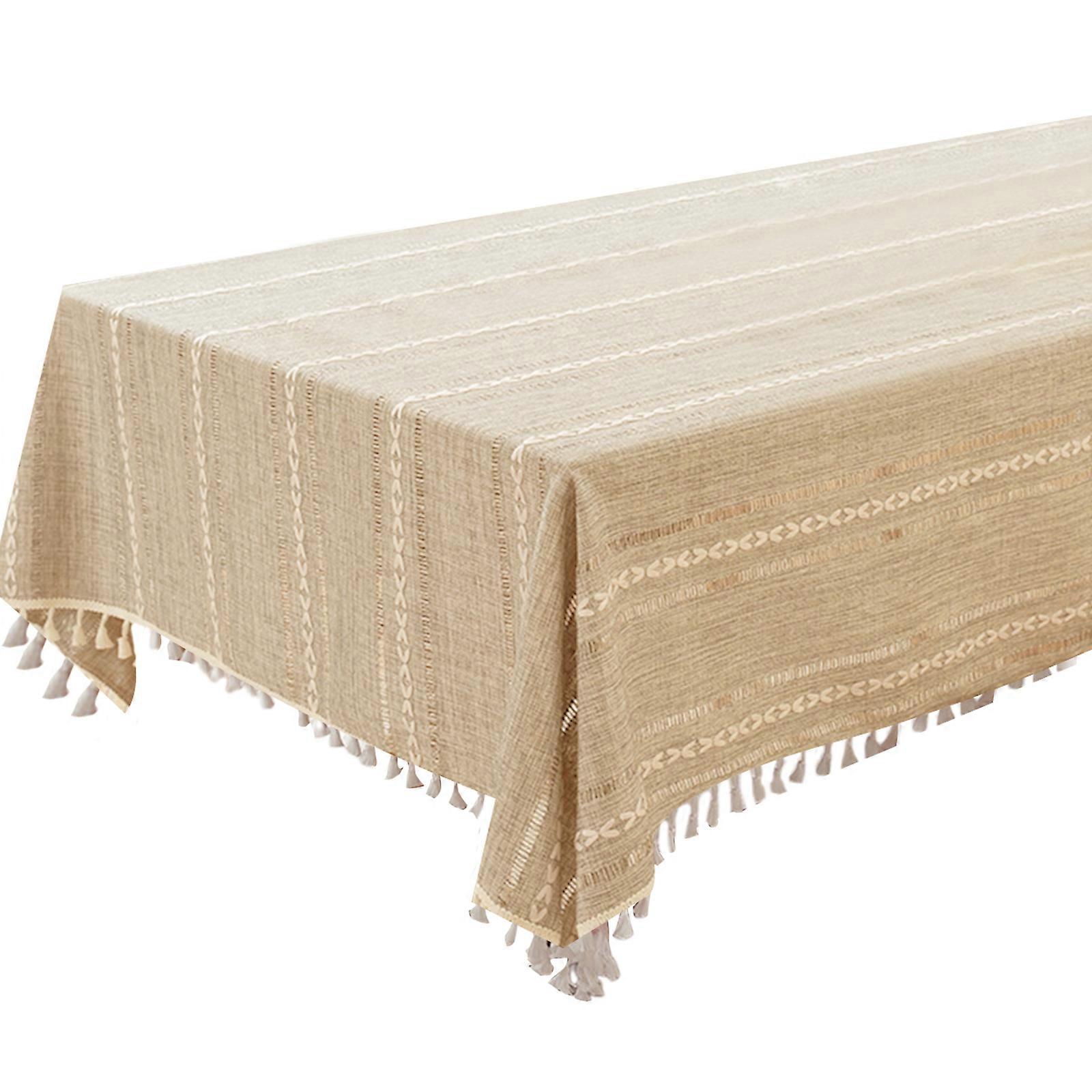Decorationative Cotton Linen Tablecloth Strips Jacquard Pattern Sturdy Fade Resistant Home Decoration  Yellow