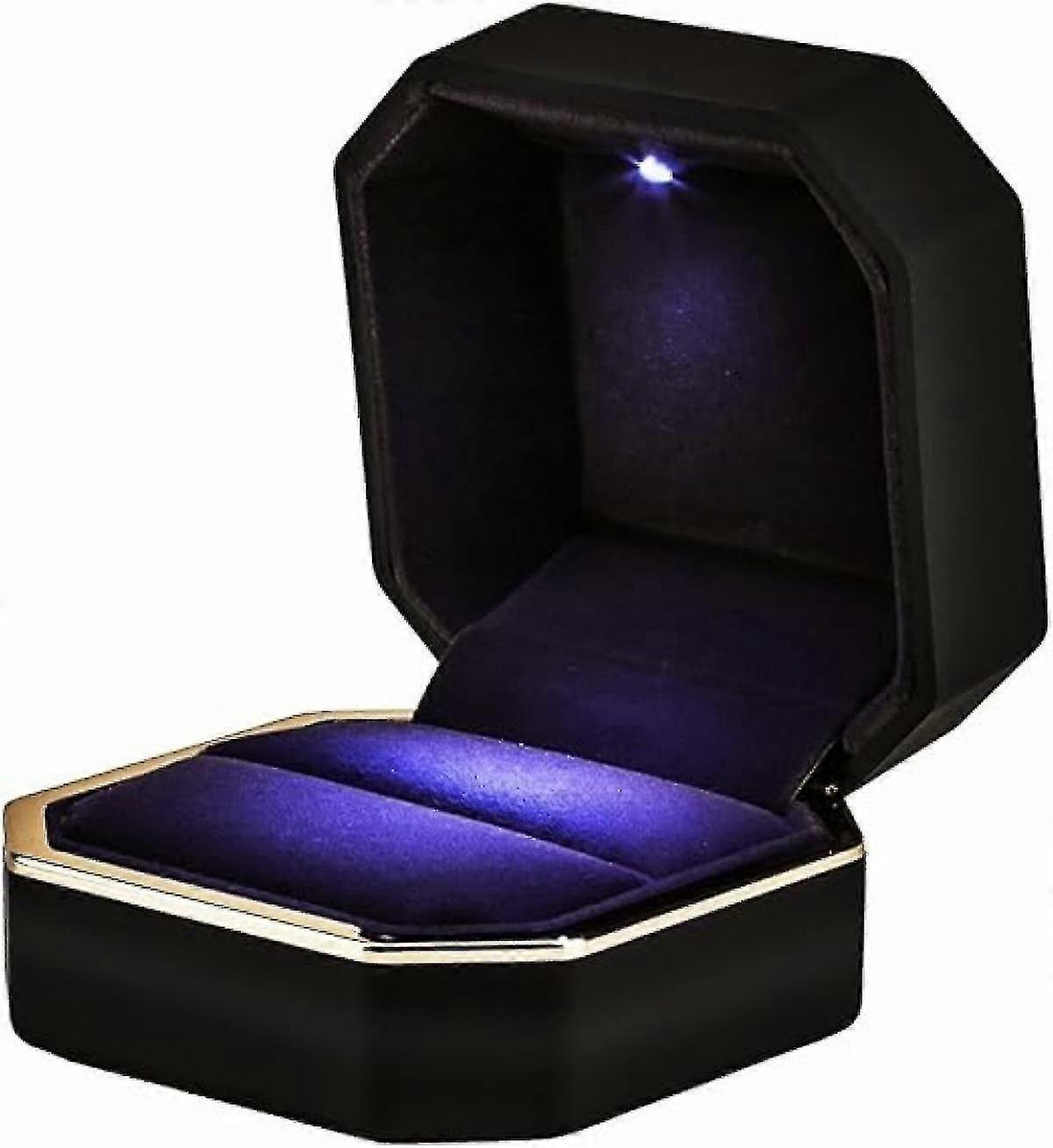 Square ring case for wedding jewelry storage with velvet lining