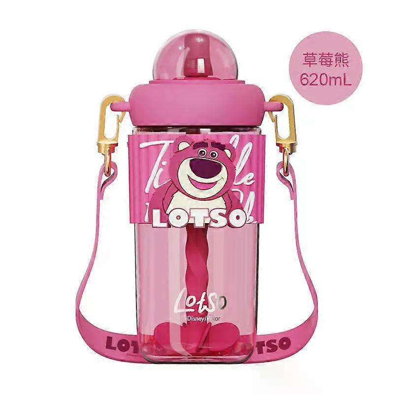 حقيبة مدرسية 620 مل أطفال خلاط كوب قش خالية من BPA صحية بلاستيكية غرزة وشخصيات Lotso زجاجة ماء للأطفال مانعة للتسرب