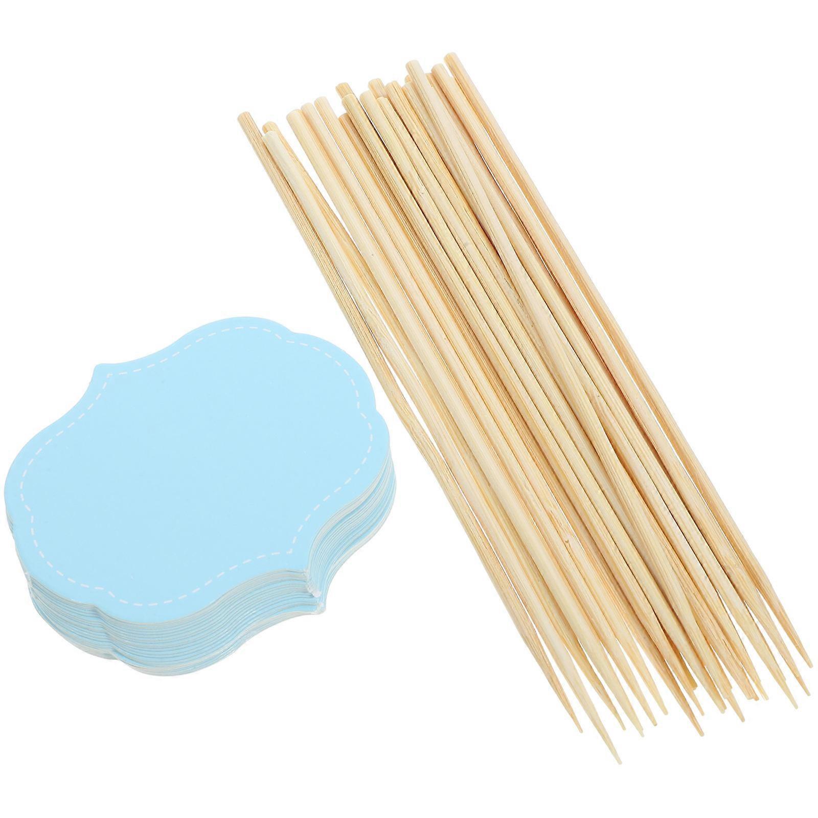 Sky-blue Paper Food Labels with Unique Chalkboard Design for Decor 24pcs