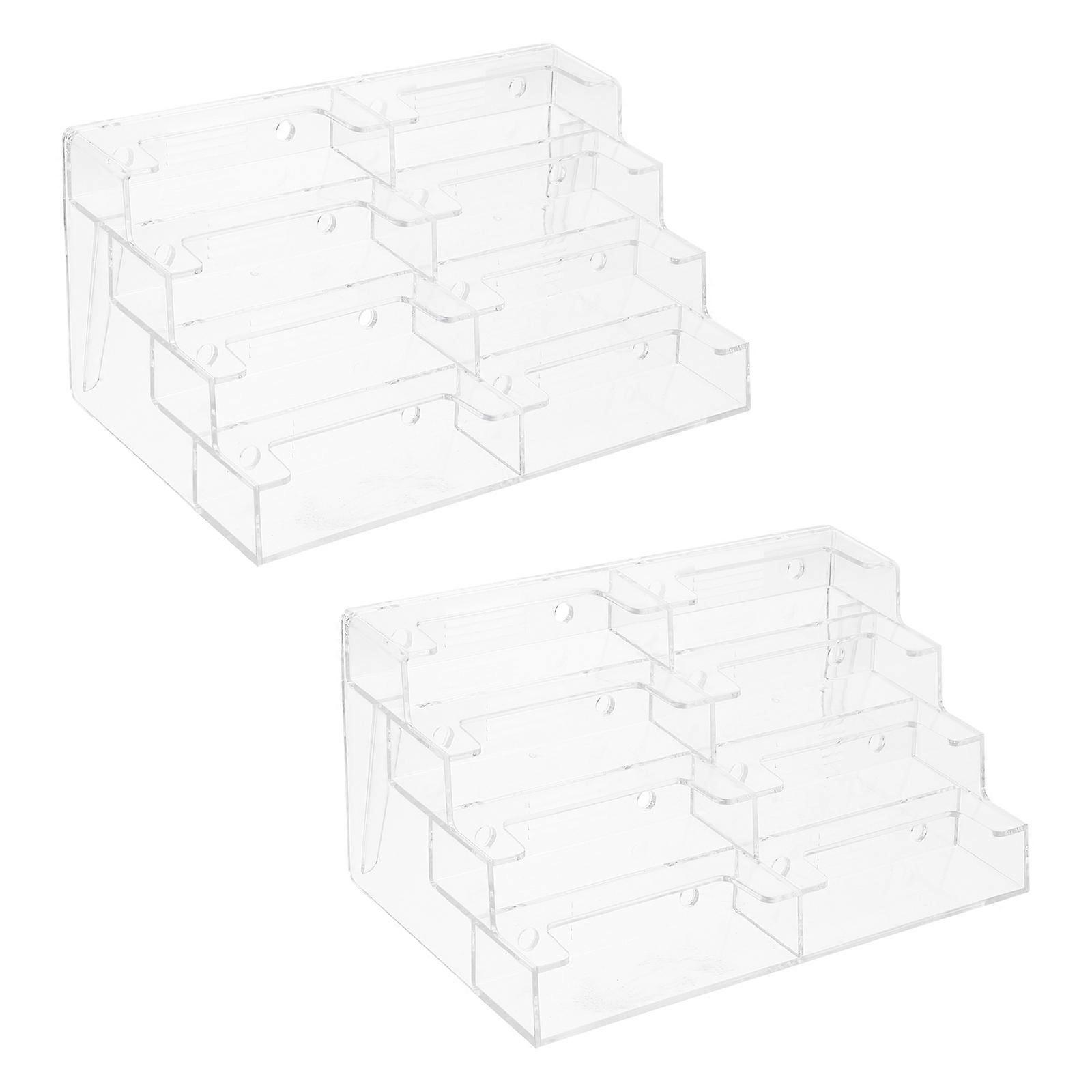 Transparent Acrylic Name Holder and Cards Organizer for Office Table Storage 2pcs