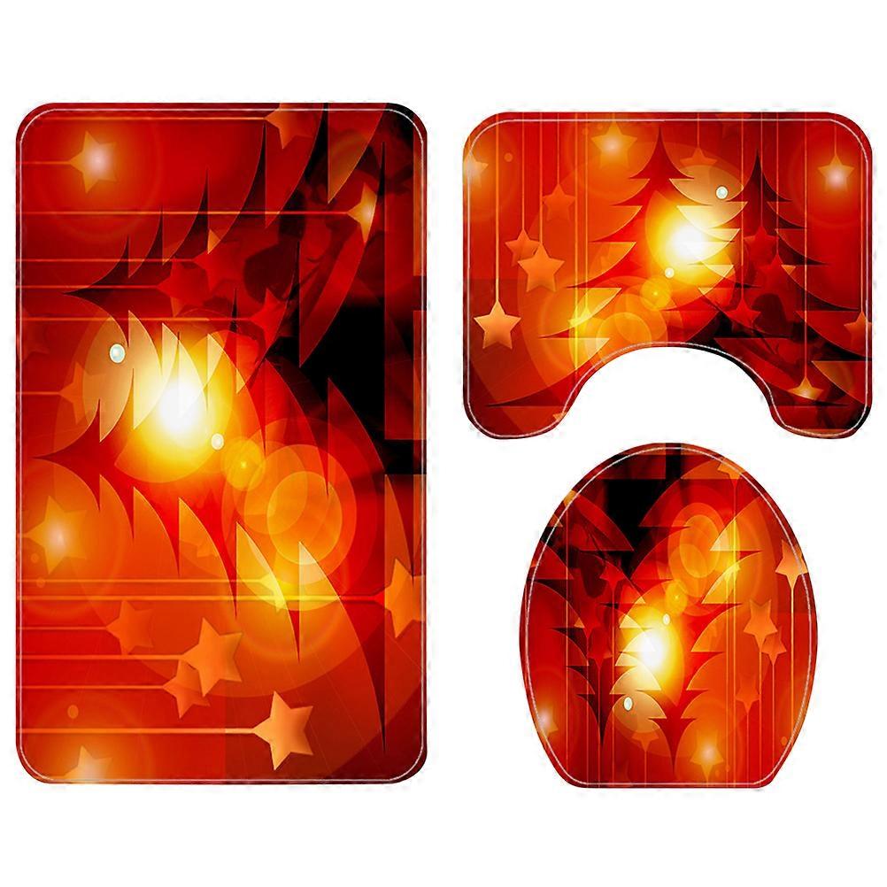 フェスティバルバスマット滑り止めフロアマットセットエレガントバスルームレッドフランネル75x45cm疲労軽減3個