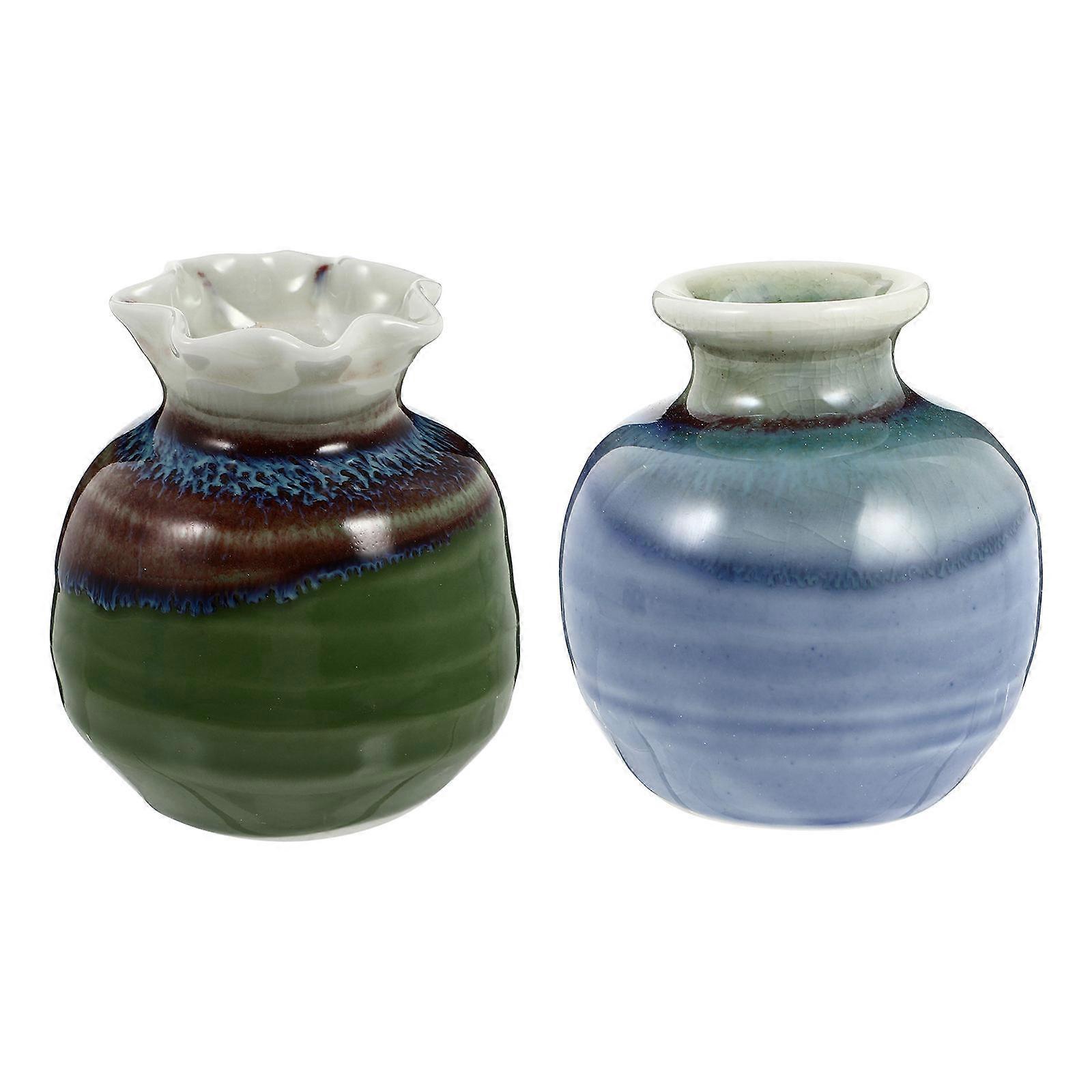Elegant Mini Ceramic Vases Small Bud Decorative Floral Vase Square Shape 2.4×2.4×2.4in Hydroponic Plants 2Pcs