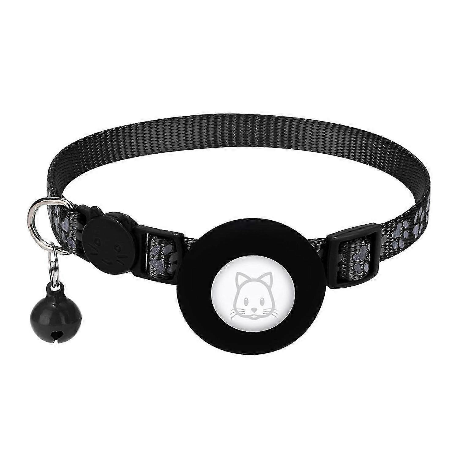 Cat Collar, for Cat Collar with Safety Buckle and Bell, Reflective Cat Collar in 3/8Inch Width BlackBlack SZRH A-J