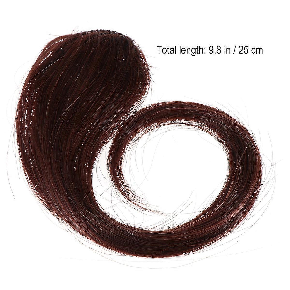 Here's a polished and professional product description based on your query:
**Light Brown Fake Bangs Wig for Women – Fluffy Synthetic Hairpiece