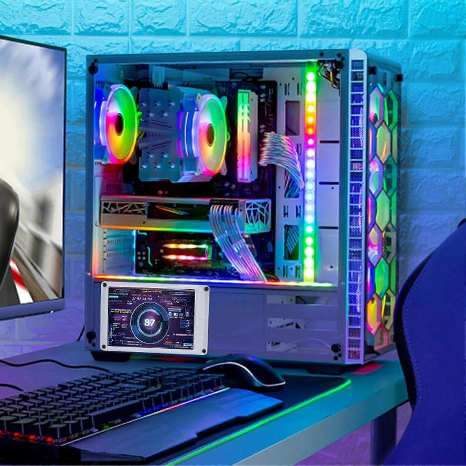 Computer Temp Monitor 3.5 Inch IPS Dimmable Theme Editor Auto Off Dual USB Port PC CPU Data Monitor for GPU RAM Time 