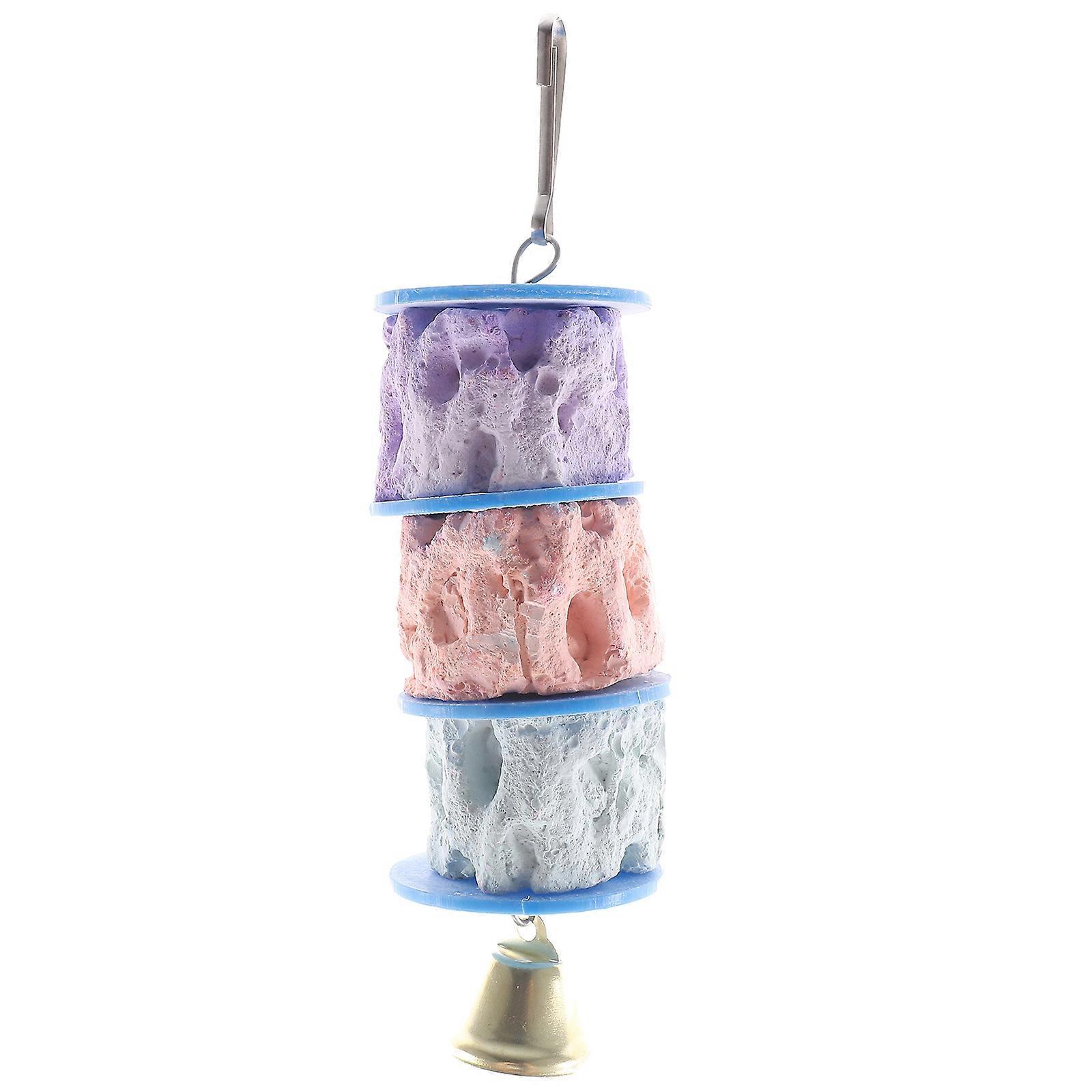 Parrot Teething Toy with Calcium Stone for Bird Use Multi Creative Design with Bell Lightweight and