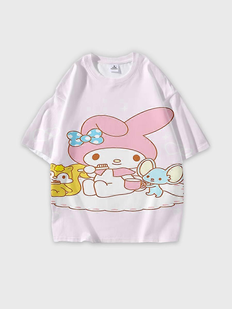 T-shirt round neck Cartoon Pattern loose short sleeve M2262