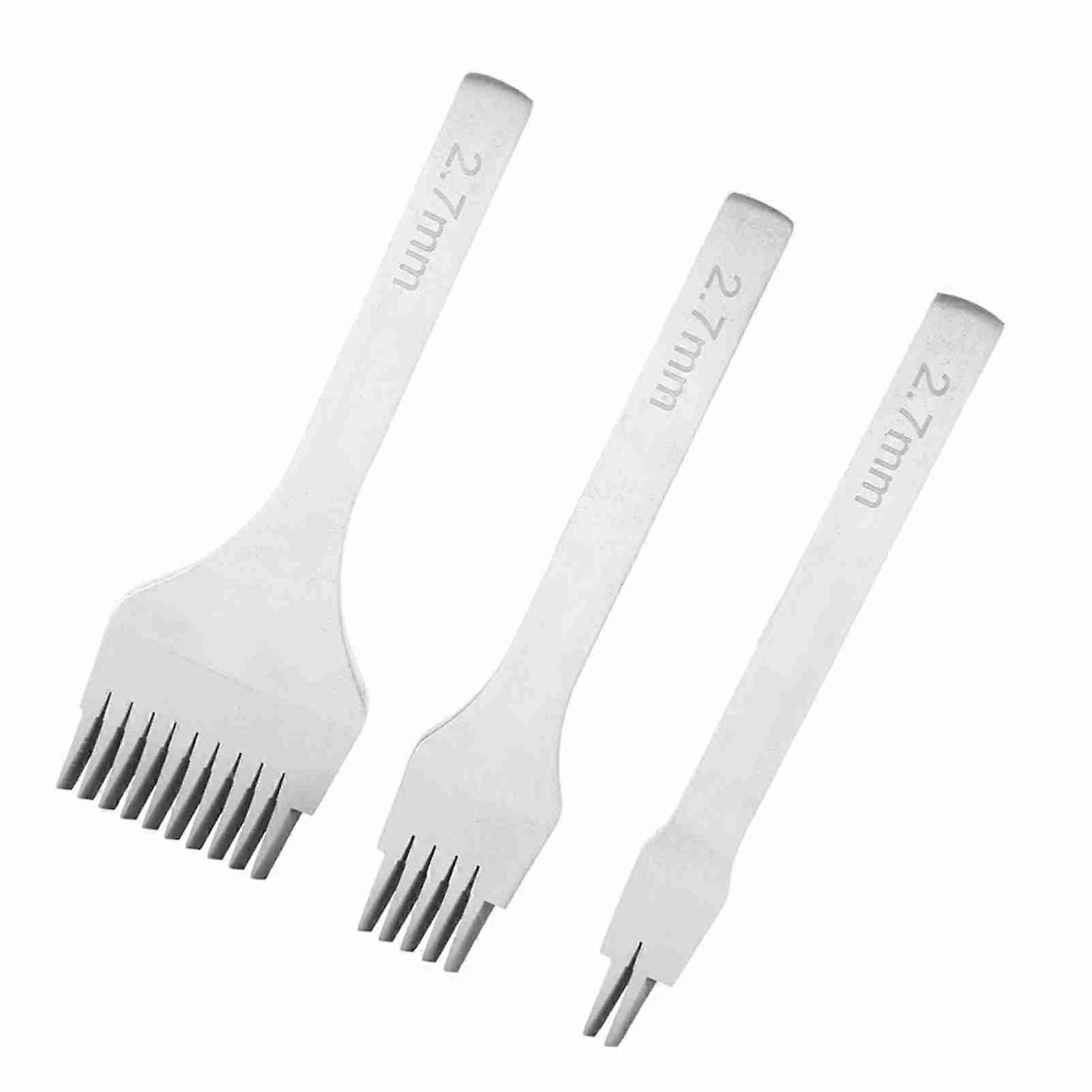 White Steel 2/5/10 Punch Prong Tool Set Lacing Stitching Chisel Set for Leather Crafts (2.7mm)