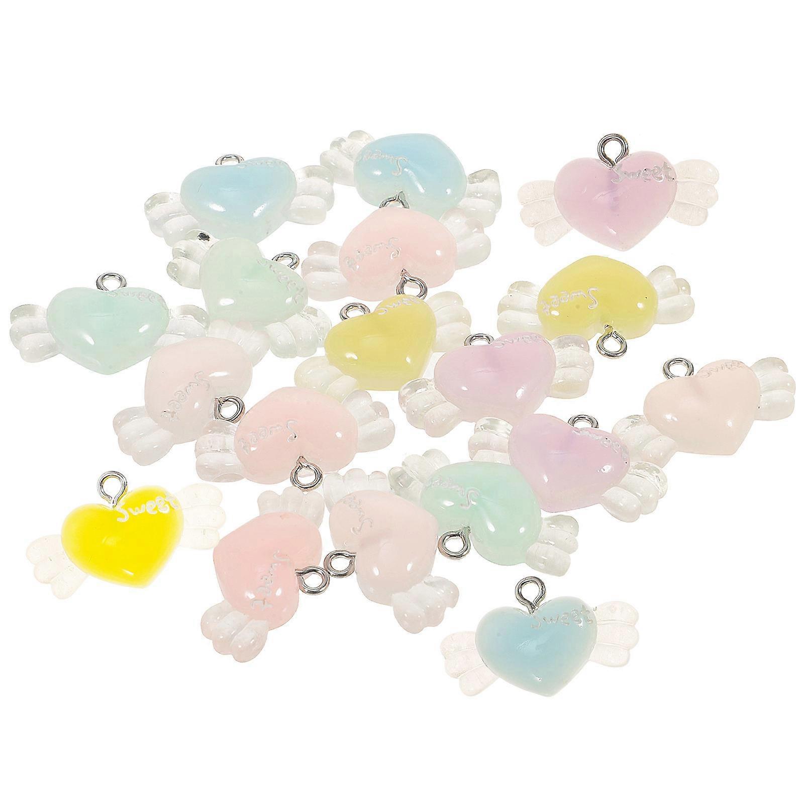 18pcs Resin Heart Wing Charms Jewelry Pendant For Diy Keychains Necklaces Bracelets Show Your Style
