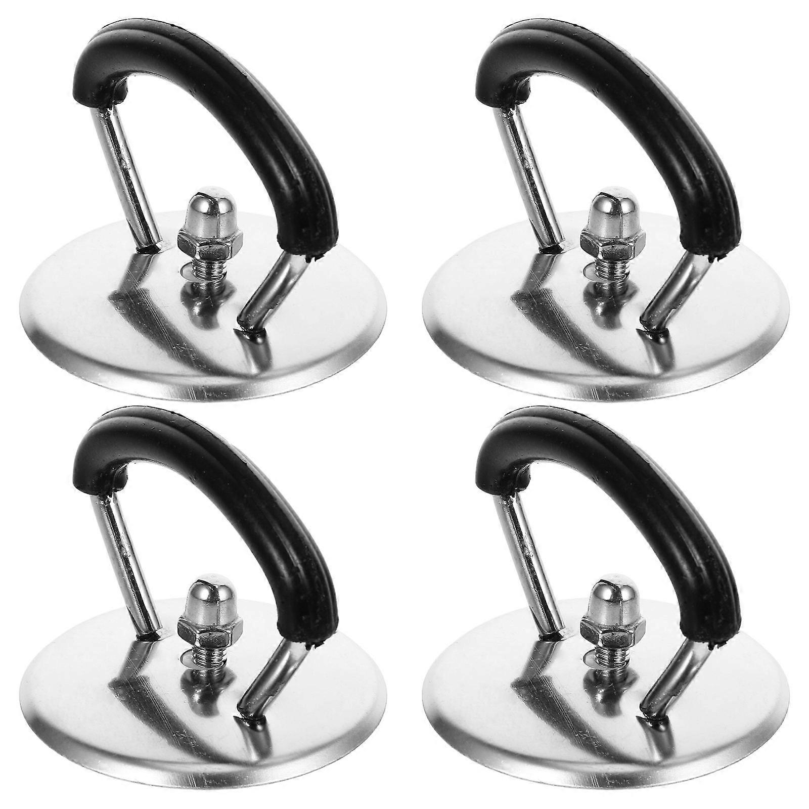 Universal Pot Lid Knob Replacement for Kitchen Cookware Stainless Steel and PVC Black 4 Pieces