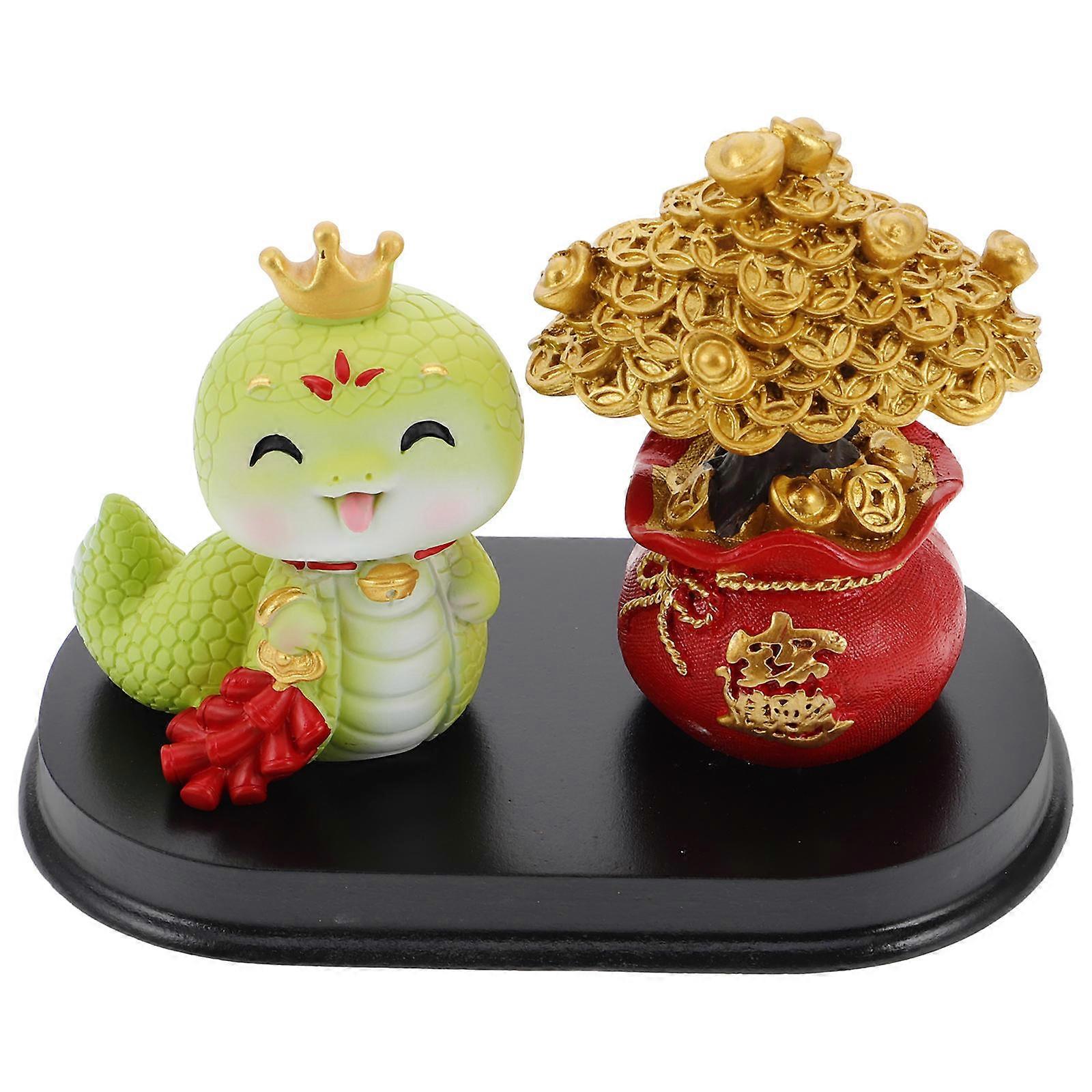 Fortune Tree Money Banks Tabletop New Year Centerpieces for Tables Mini Snake Sculpture Assorted Color 5.3×3.7×3.2in 1Pcs