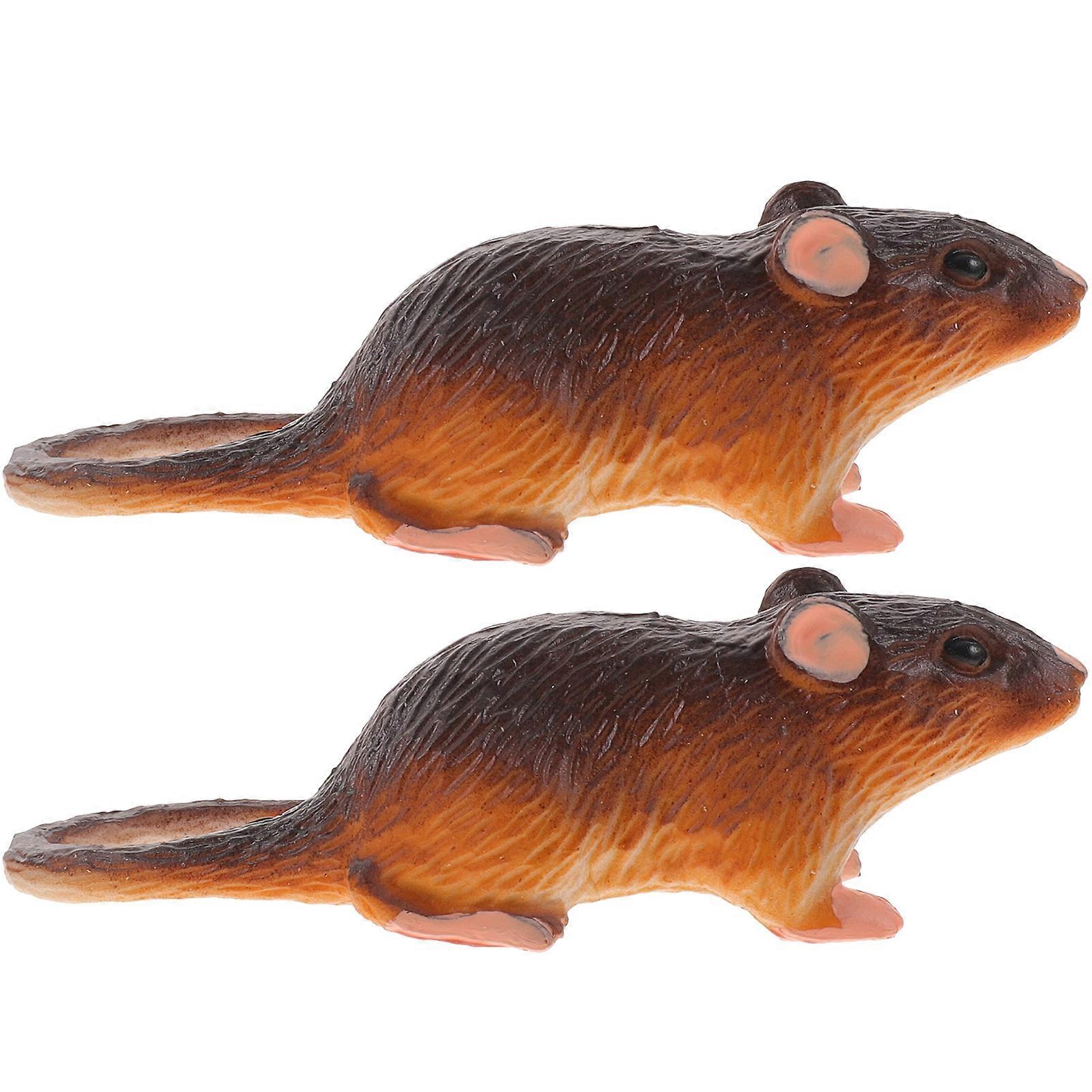 2Pcs Fake Rat Model Toy Realistic Mouse Prank Prop for Parties