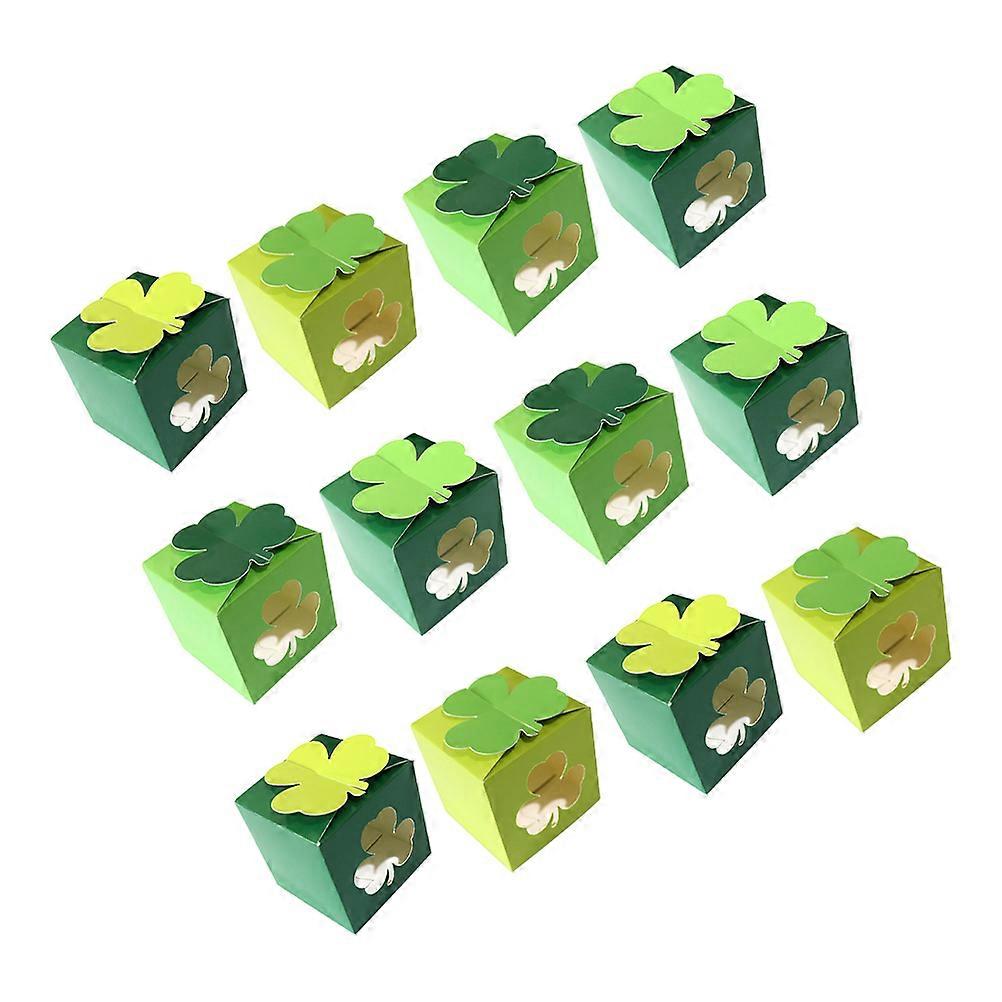 Shamrock Candy Boxes for St Patrick's Day Party Reusable Irish Themed Treat Boxes with Hollow
