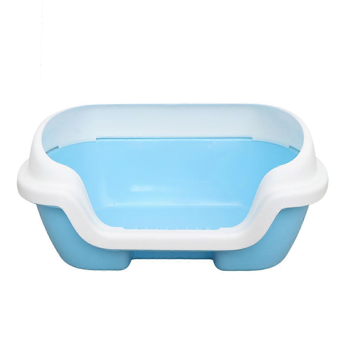 Semi-Enclosed Litter Box For Cats Convenient Daily Use With Durable Construction And Elegant Blue 1Pcs