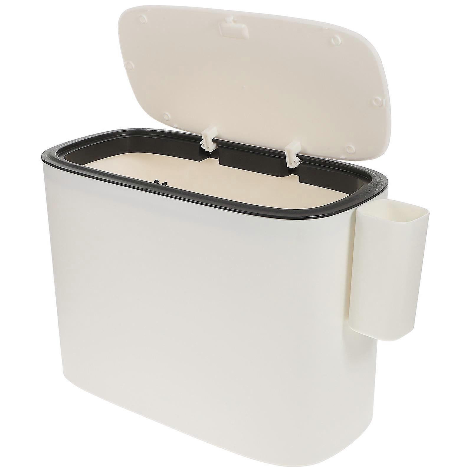 White Plastic Trash Can with Lid for Home Use Easy to Clean and No Bad Smells 7.5 Gallons