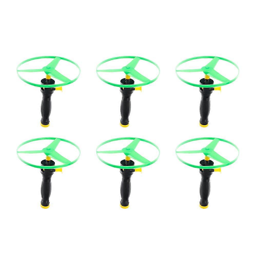Fun Pull String Flying Saucer Toys for Kids Playing Durable Lightweight Plastic 6pcs