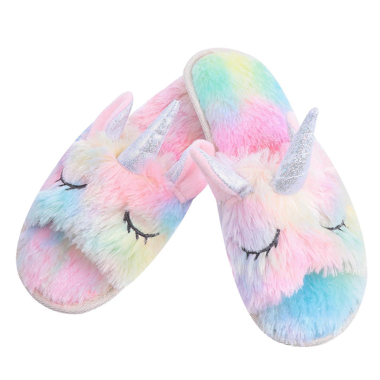 Anti-Skid Unicorn Shape Cozy Slippers for Women Autumn Winter Home Use 1 Pair