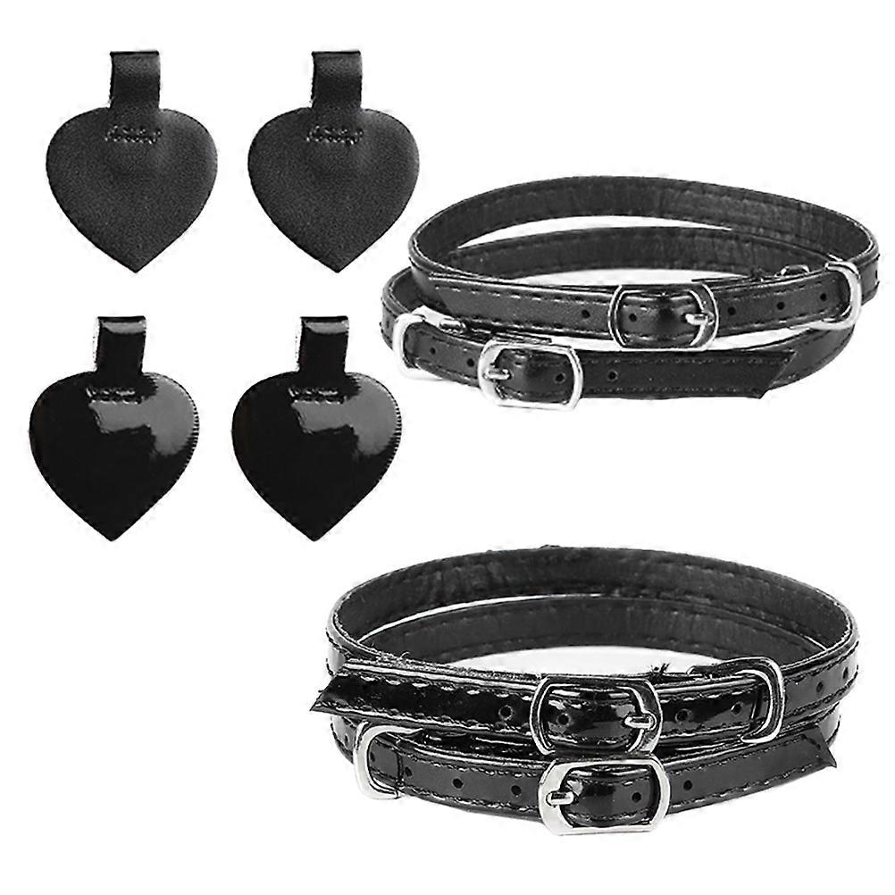 2 Sets High Heel Shoe Straps Anti Loose with Heel Pads Black