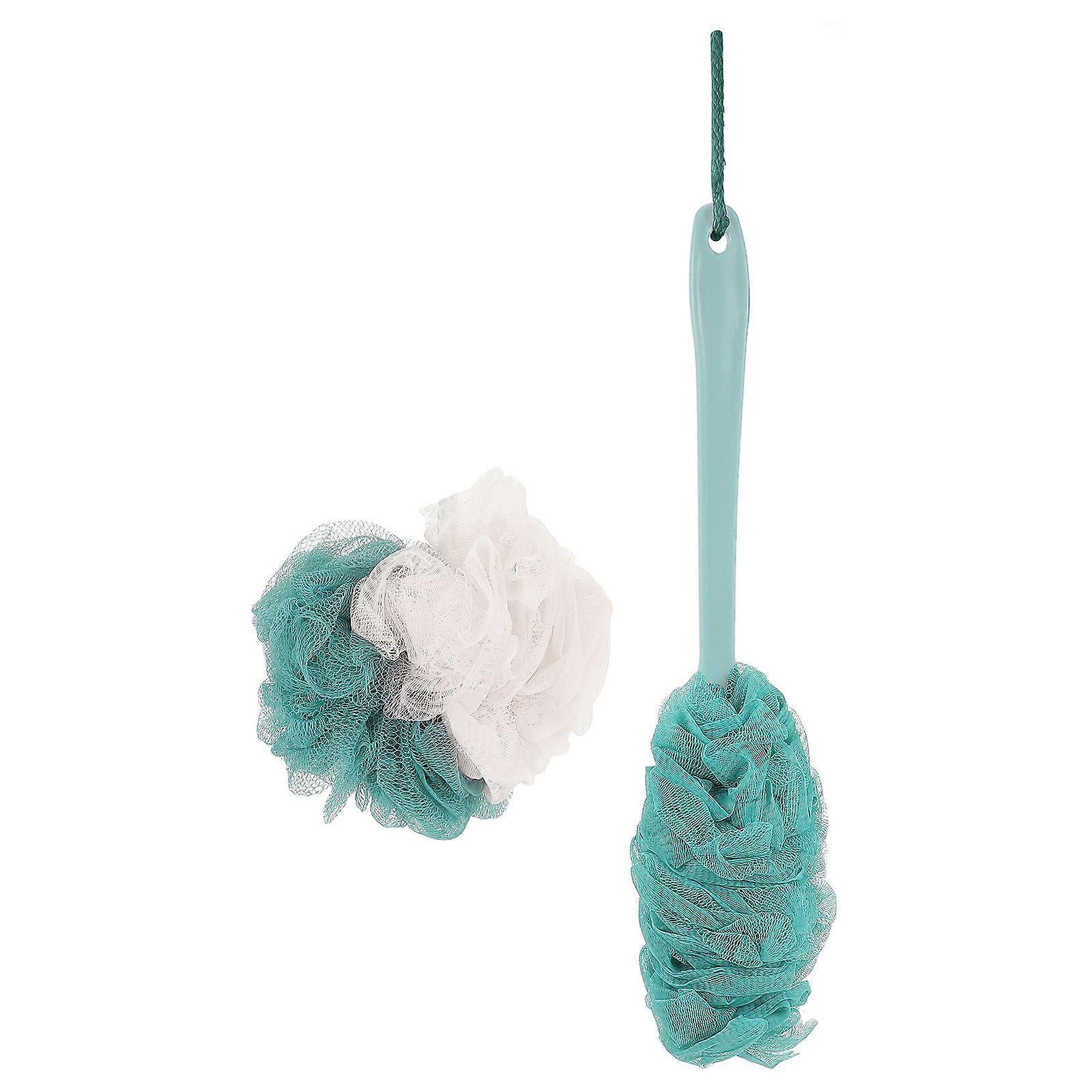 4pcs Shower Bath Ball Foaming Mesh Long Handle Scrubber Brush for Home with Soft Nylon Bristles