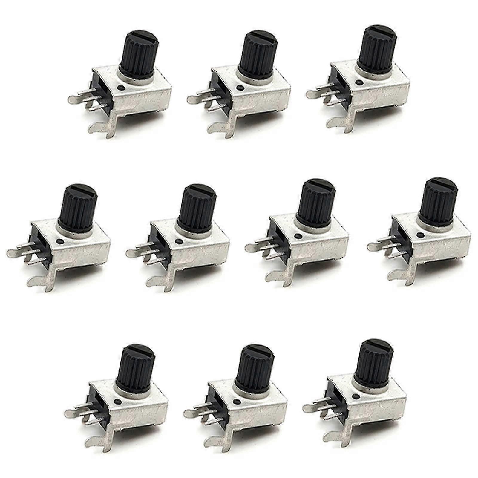 100pcs RV09 Horizontal Potentiometer Kit, Single Turn Short Handle, Various Resistance Options