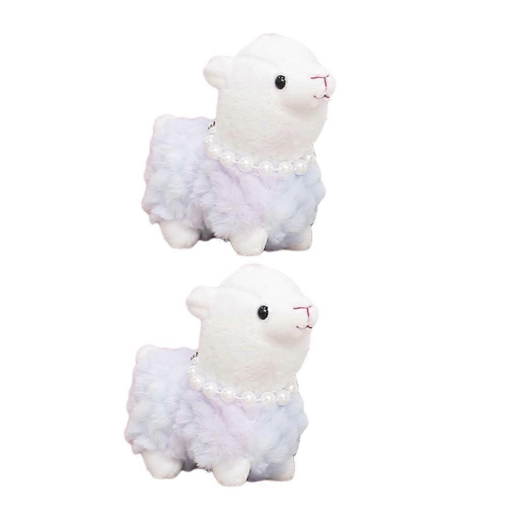 Kawaii Alpaca Stuffed Toy Key Chain Decoration for Students 10X10X5CM 2Pcs