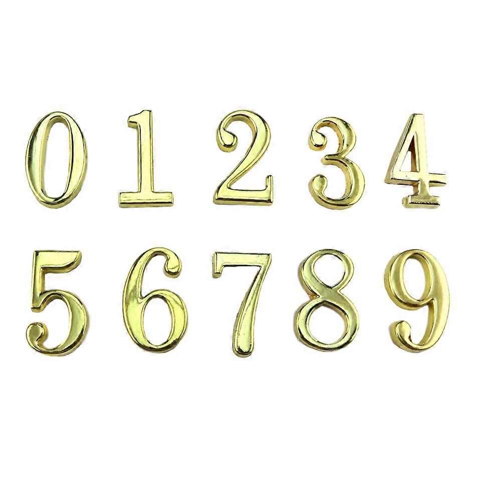 Zinc Alloy House Number Sign with Golden Finish for Easy Indoor Room Identification 10 Pieces (0-9)