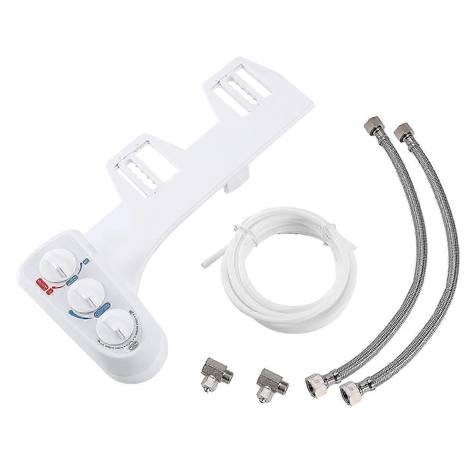 Hot & Cold Adjustable Knob Bidet Toilet Attachment with Self-Cleaning Dual Nozzle - Compatible with US Standard Bathrooms
