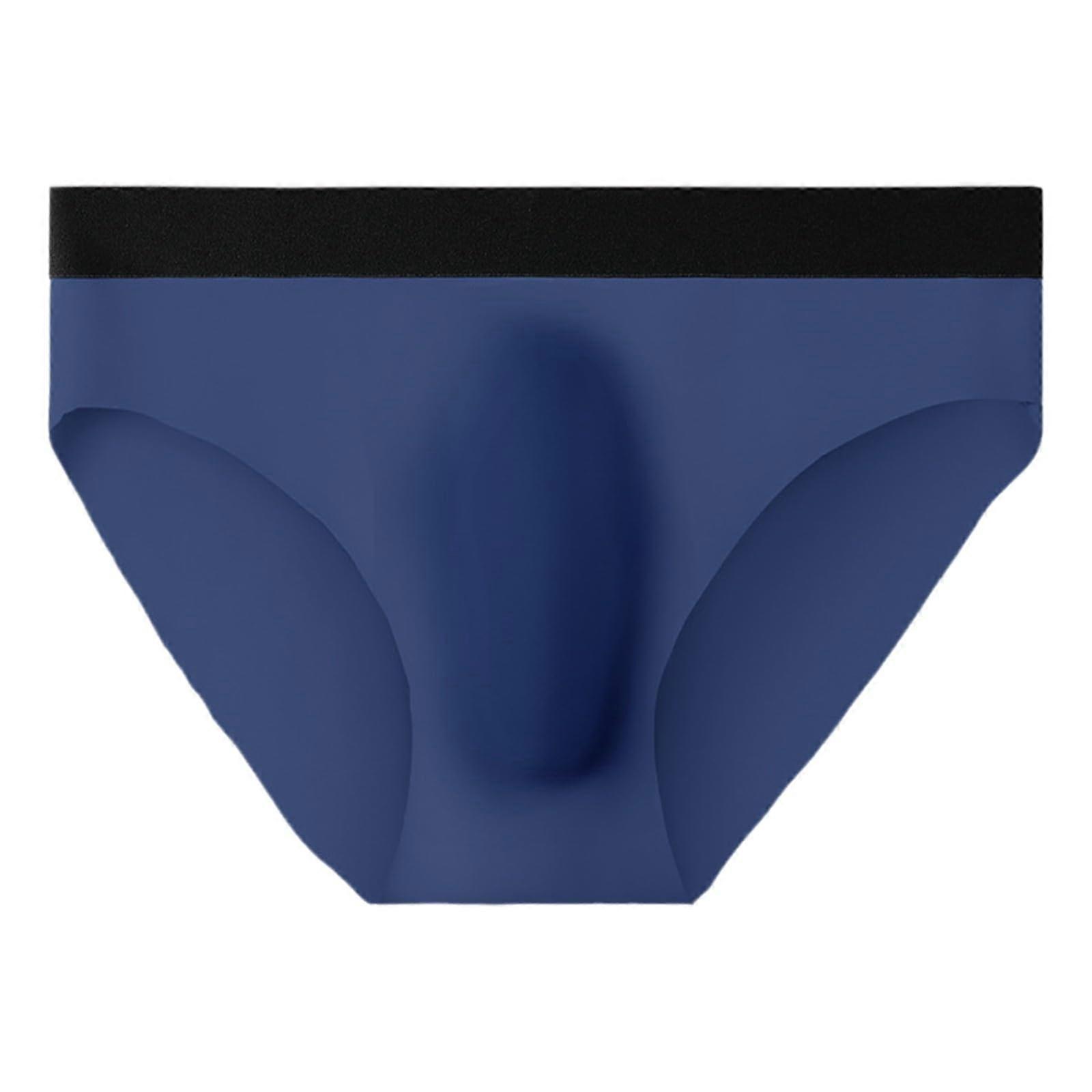 Ice Silk Underwear For Men Seamless Trunk Transparent Thong String Breathable Summer Soft Blue XL