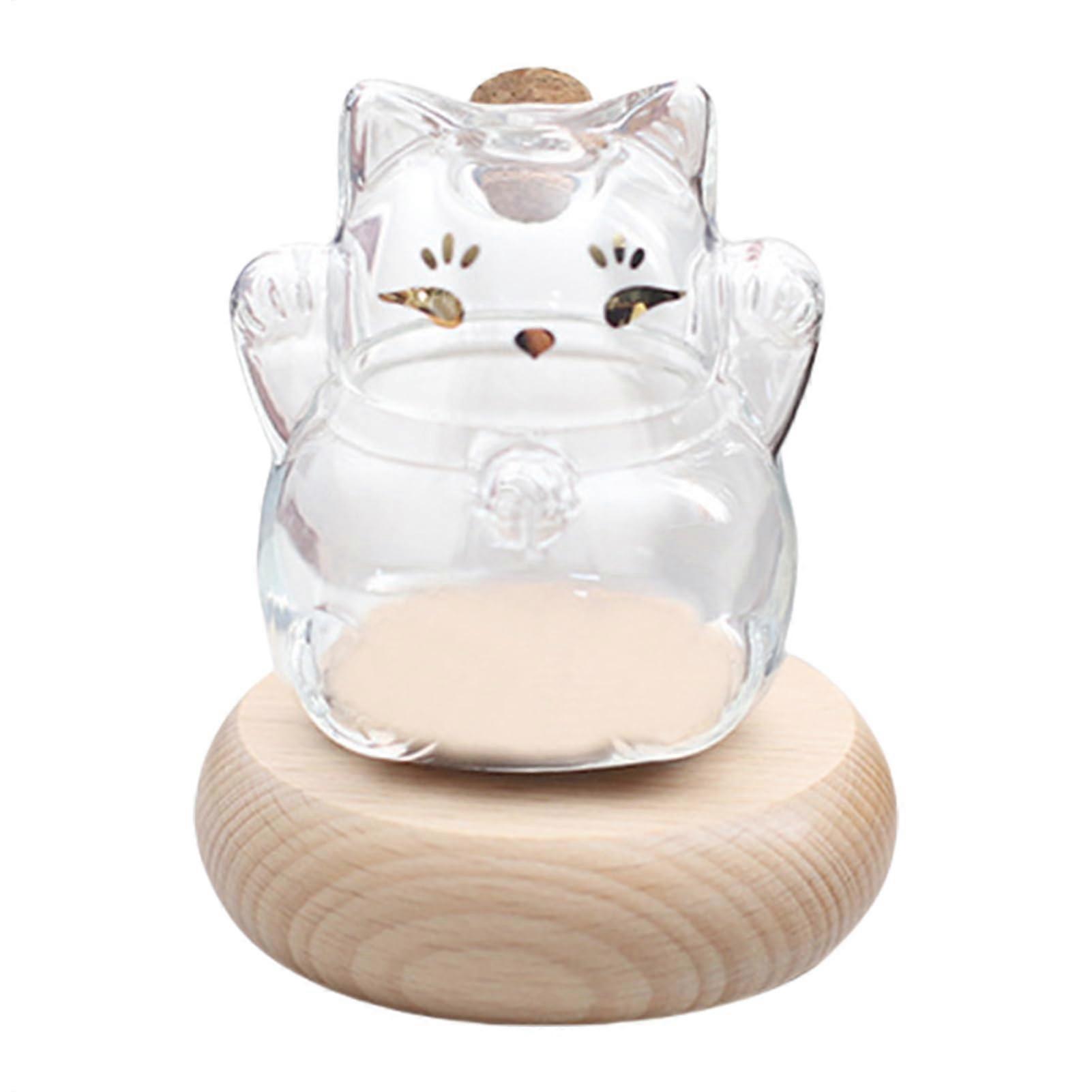 Transparent Glass Coin Bank, Cat-Shaped Design, Compact 2.36 x 2.56 Inch Display Coin Holder for Bookshelf or Retail Store