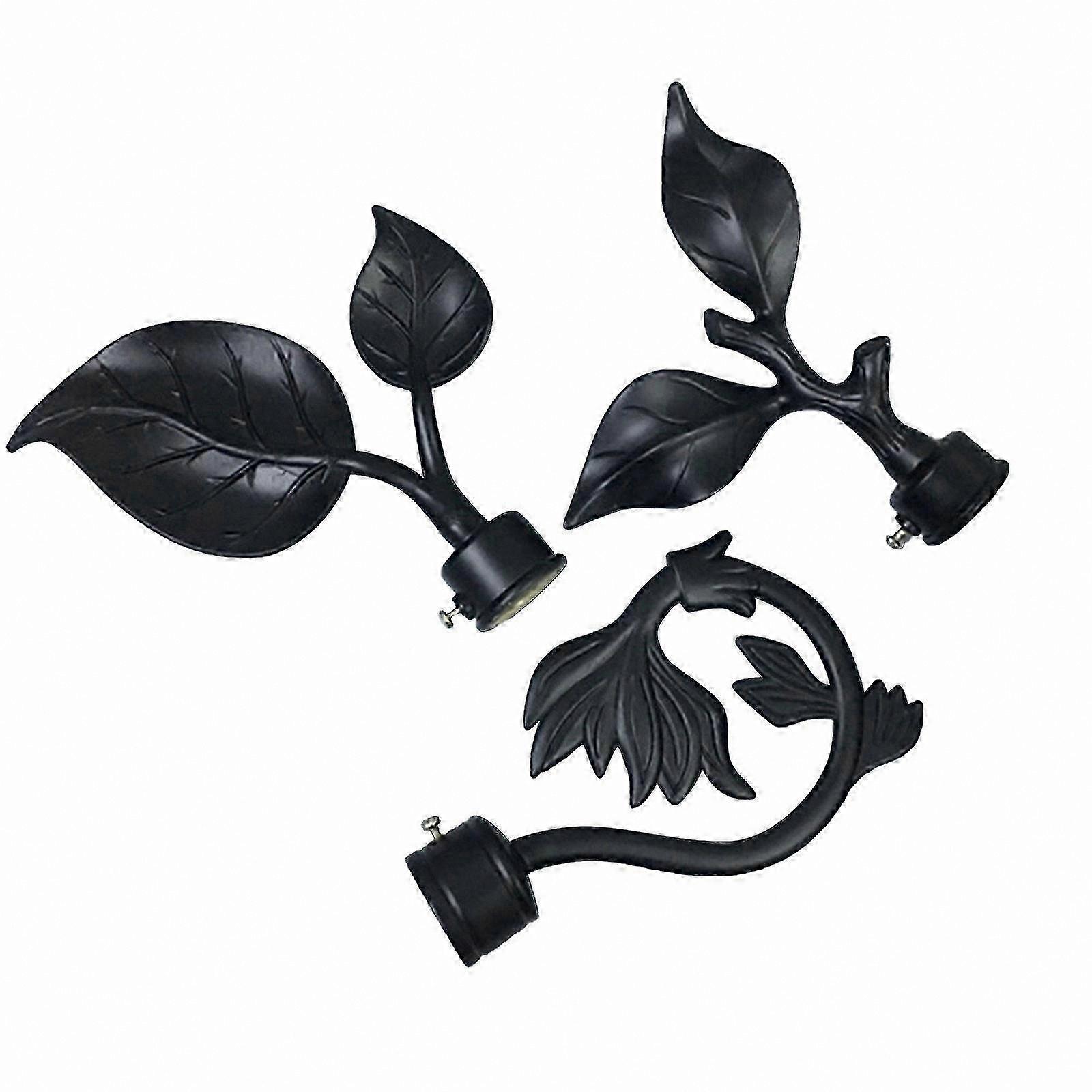 Leaf-Shaped Finials for Curtain Rods, Set of 3 Drapery Pole End Caps