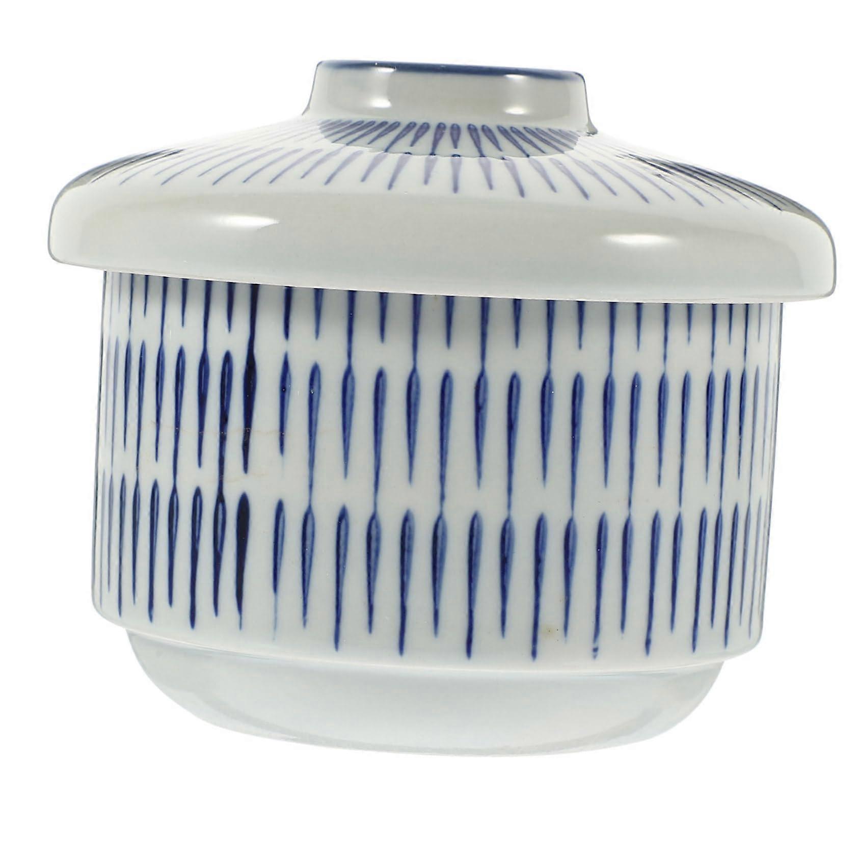 Japanese Mini Ceramic Soup Bowl With Lid Non-Slip Base Ideal For Individual Servings