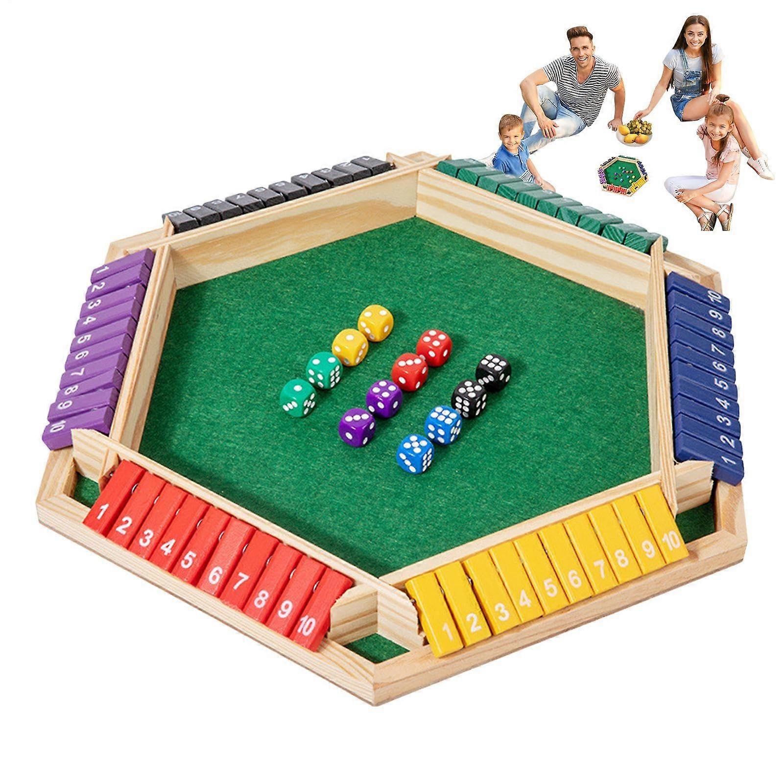 Shut the Box Math Strategy Game with Wooden Dice, Educational Tabletop Puzzle for Kids and Adults, Multicolor