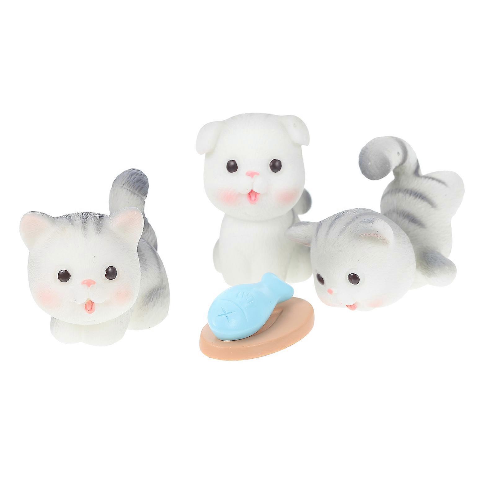 Pet Figurine Cat Ornament for Decoration 1Set of Adorable Resin Kitten Statues
