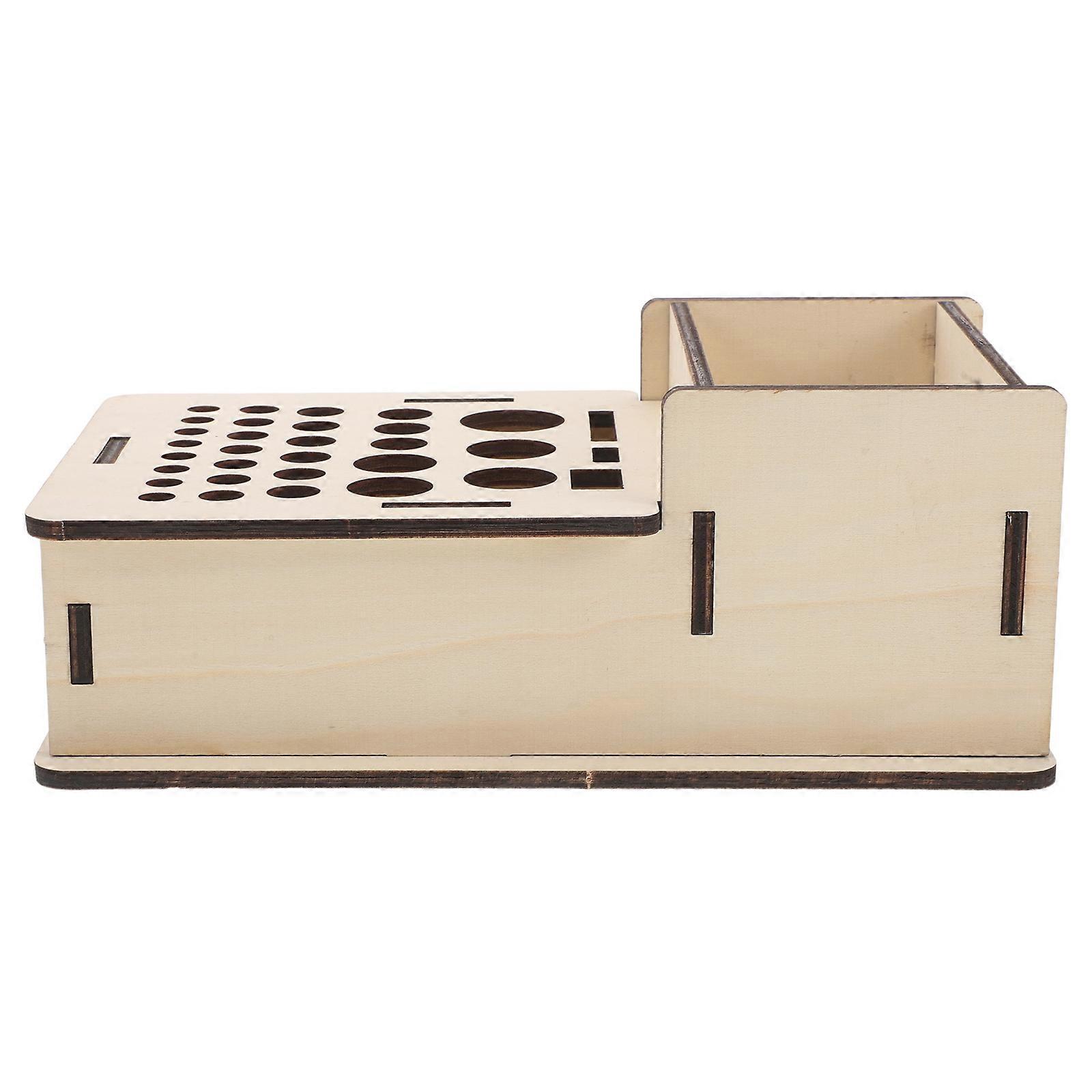PU Tool Storage Organizer, Wooden Beech Craft Holder, Multifunctional Tool Rack for DIY, Craft Storage & Workspace Organization