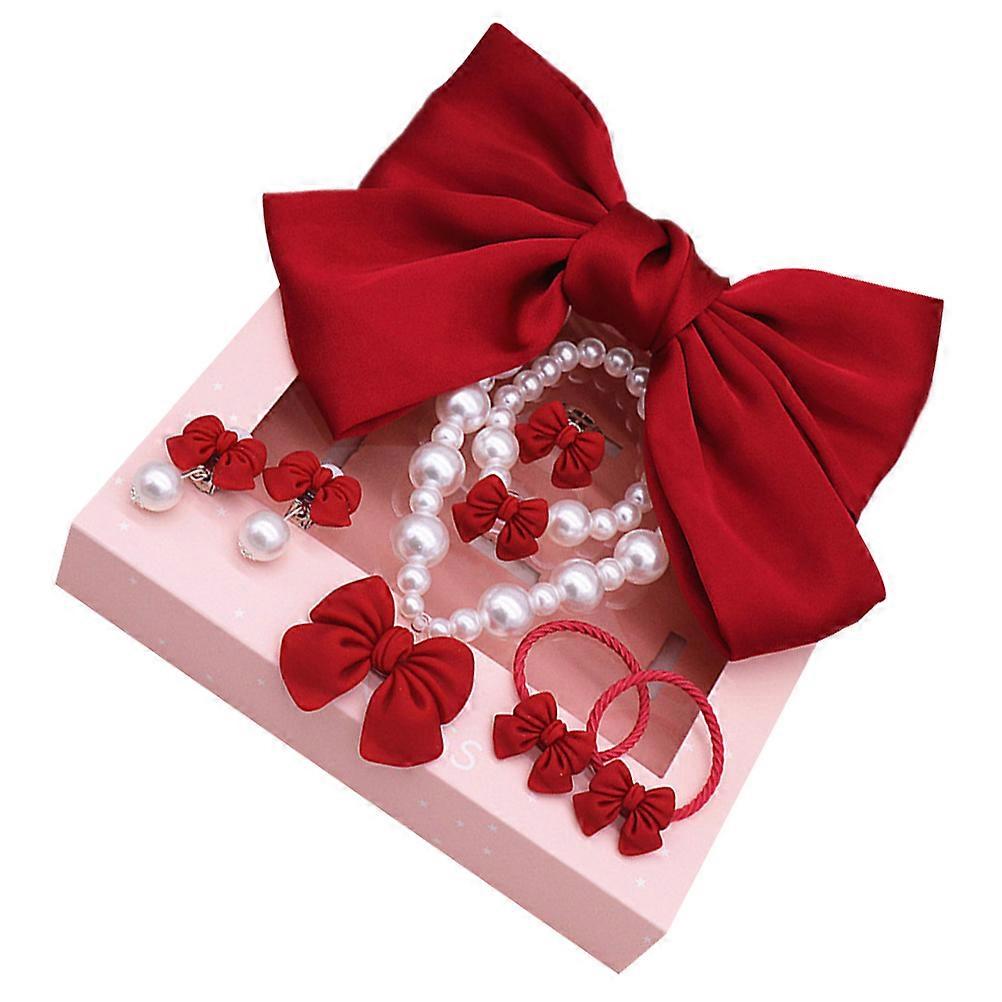 Fashion Bow Jewelry Set 7Pcs Necklace Bracelet Earrings For Girls Daily Life Decoration