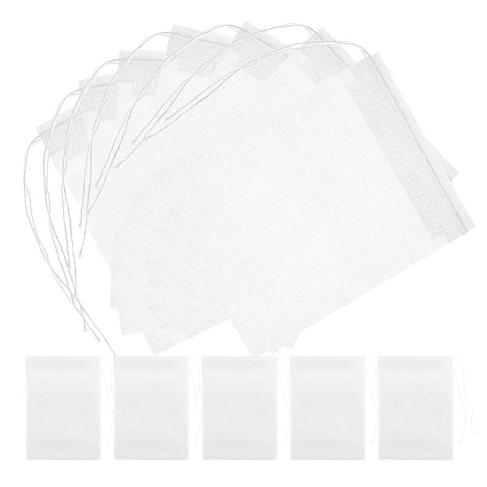 Disposable Tea Filter Bags with Drawstring for Loose Leaf Tea Storage White Nonwoven Fabric 100pcs