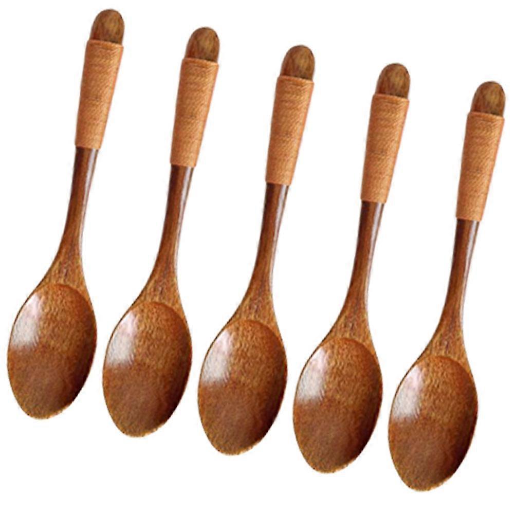Children Wooden Spoon for Dessert Use 5Pcs Portable Tableware