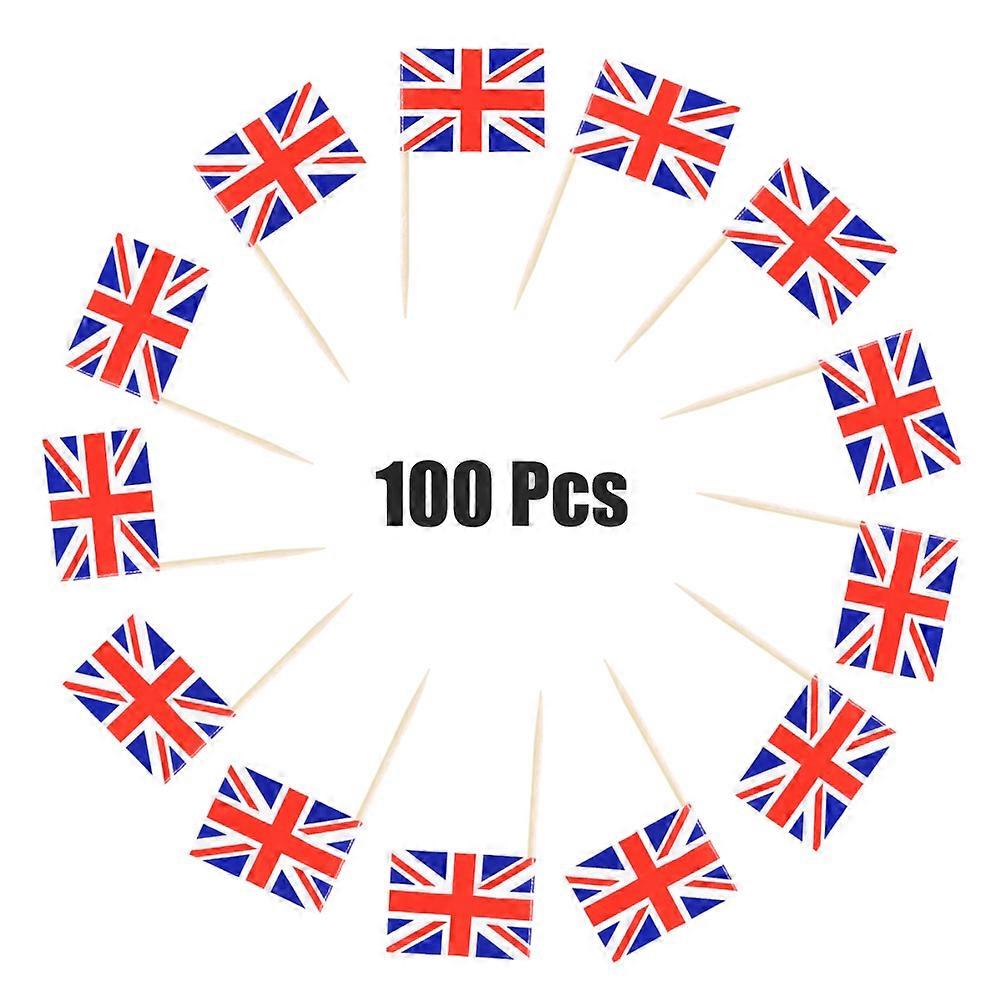 100Pcs Union Jack Mini Flags 25x35mm British Party Picks