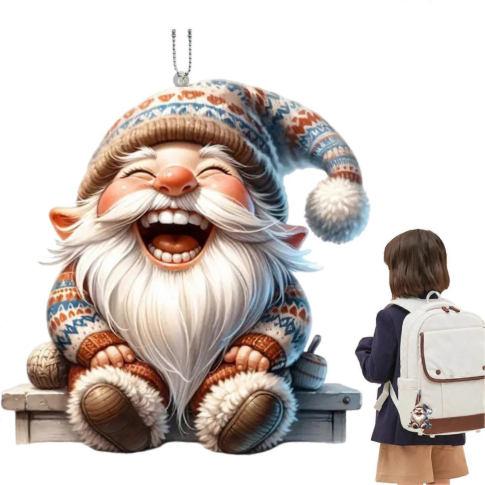 Rear View Mirror Pendant Acrylic Gnome, 2D Car Mirror Hanging Accessory, Rear View Mirror Accessories for Men and Women